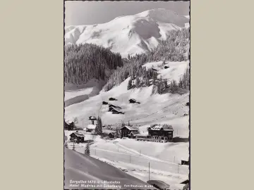 AK Gargellen, Hotel Madrisa mit Schafberg im Winter, ungelaufen