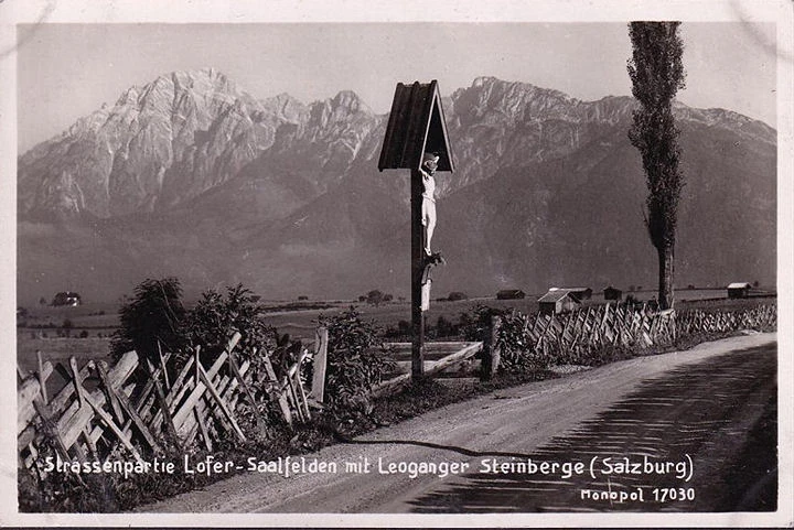 AK Lofer, Saalfelden, Straßenpartie am Leonganger Steinberge, ungelaufen