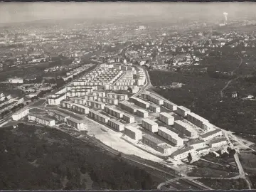 AK Frankfurt am Main, Fritz Kissel Siedlung, Fliegeraufnahme, gelaufen 1957