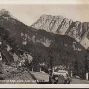 AK Loiblpass, Blick gegen Baba und Koschutta, Auto, Grenzer, gelaufen 1935