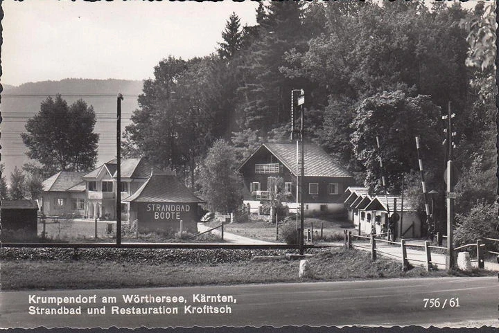 AK Krumpendorf, Restauration Krofitsch, Strandbad und Boote, ungelaufen