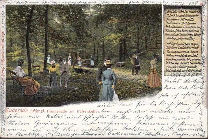 AK Suderode, Promenade am Felsenkeller, gelaufen 1902