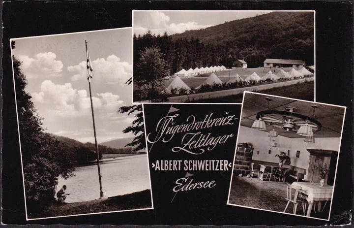 AK Edersee, Jugendrotkreuz Zeltlager, Albert Schweizer, gelufen 1961