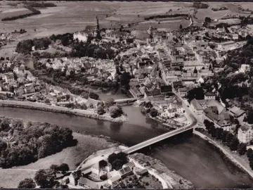 AK Donauwörth, Fliegeraufnahme, Stadtansicht, Brücke, ungelaufen