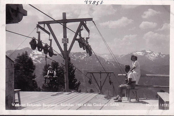 AK Bad Gastein, Bergstation Reicheben, Skilift, Foto AK, ungelaufen