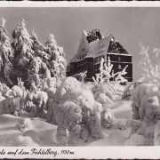 AK Oberwiesenthal, Sachsenbaude auf dem Fichtelberg im Winter, ungelaufen