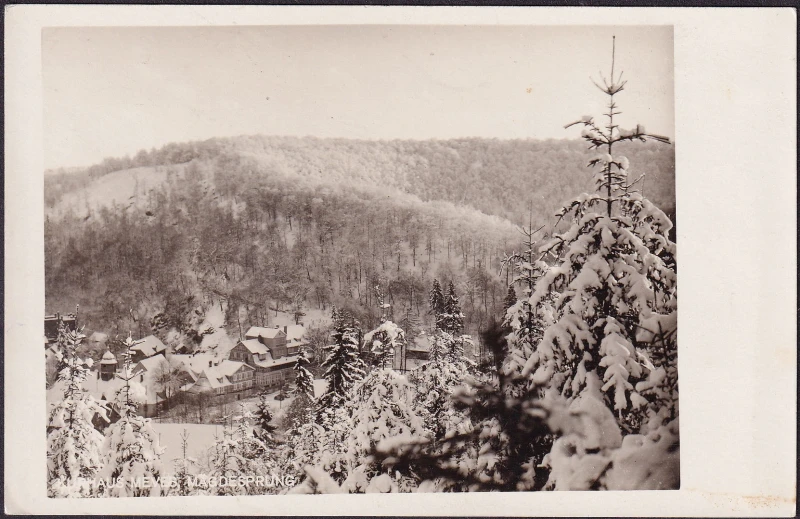 AK Mägdesprung, Kurhaus Meves im Winter, Foto AK, ungelaufen