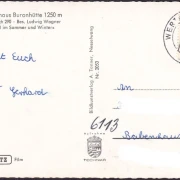 AK Wertach, Gruss von der Buronhütte, Gastraum, Alpvieh, gelaufen 1962