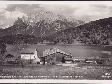 AK Mittenwald, Lautersee mit Karwendel, ungelaufen