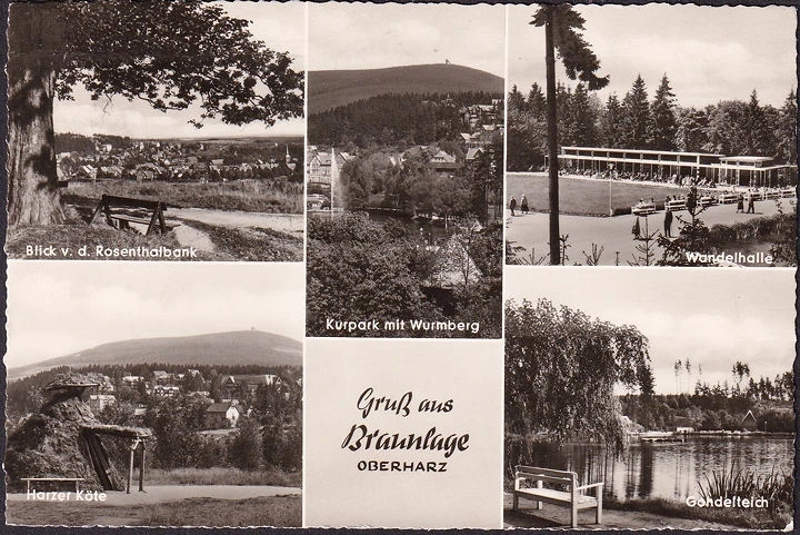 AK Braunlage, Wandelhalle, Gondelteich, Kurpark, gelaufen 1959