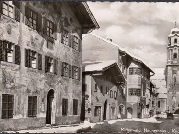 AK Mittenwald, Neunerhaus mit Pfarrkirche, ungelaufen