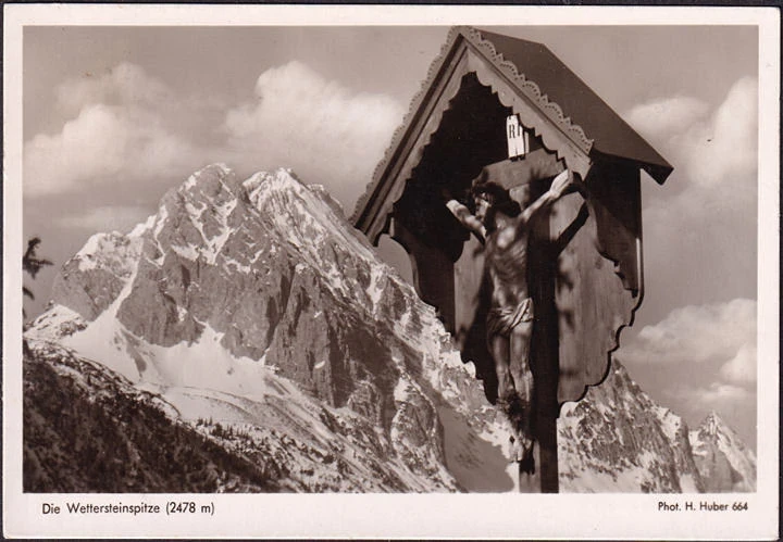 AK Mittenwald, Wettersteinspitze, gelaufen 1954