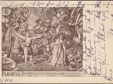 AK Bayreuth, Festspielkarte, Parsifal, gelaufen 1908