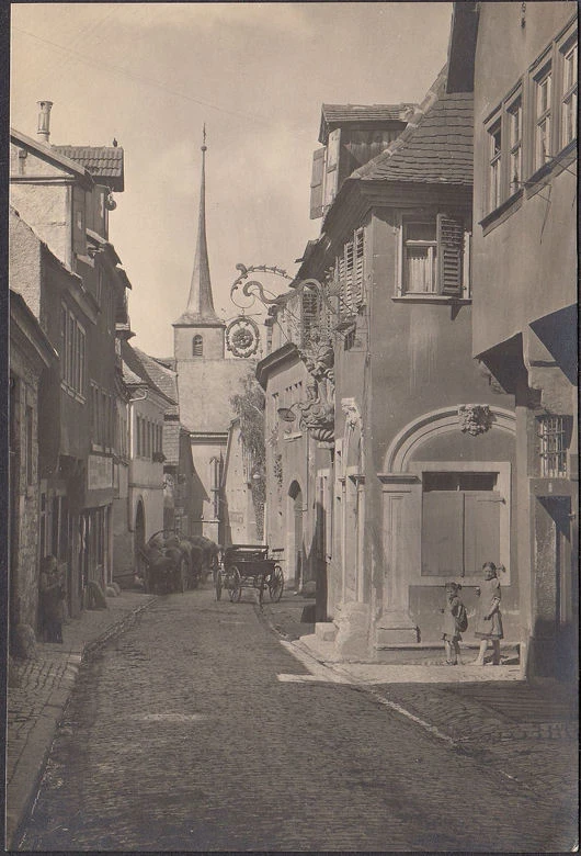 AK Ochsenfurt, Badgasse mit Kirche, Foto AK, ungelaufen