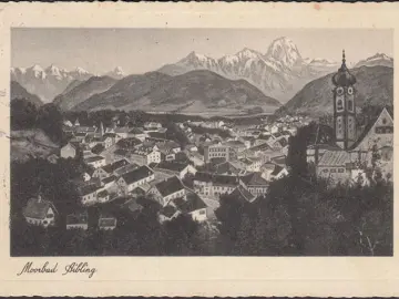 AK Bad Aibling, Stadtansicht, Passepartout, gelaufen 1934