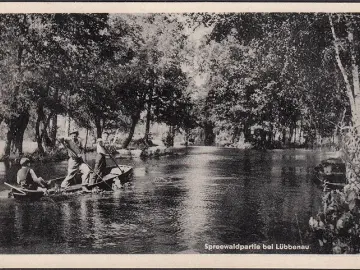 AK Lübbenau, Spreewaldpartie, Boot, gelaufen 1957