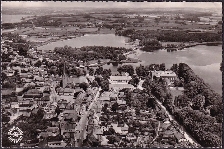 AK Eutin, Fliegeraufnahme, Stadtansicht, Kirche, gelaufen 1960