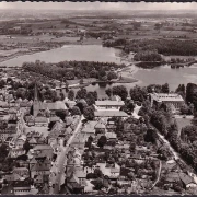 AK Eutin, Fliegeraufnahme, Stadtansicht, Kirche, gelaufen 1960