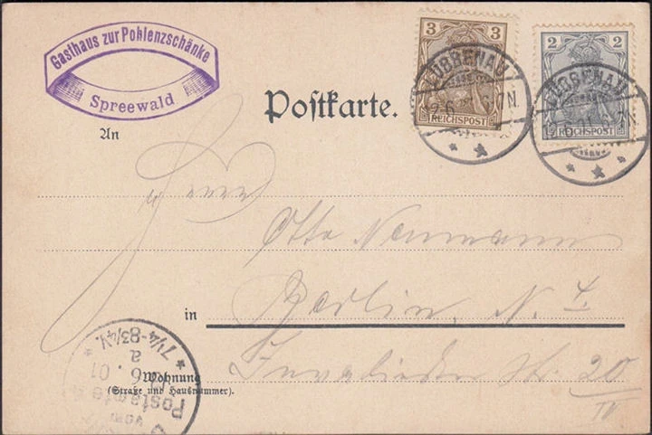 AK Lübbenau, Pohlenzschänke, gelaufen 1901