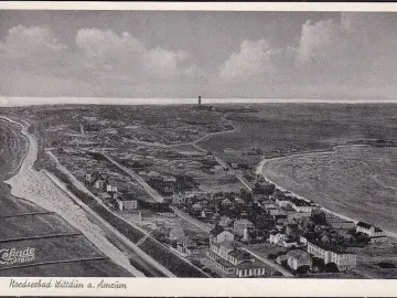 AK Wittdün auf Amrum, Fliegeraufnahme, Stadtansicht, gelaufen 1955