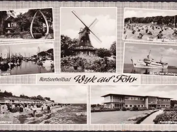 AK Wyk auf Föhr, Friesenmuseum, Hafen, Kurmittelhaus, MS Klaar Kiming, gelaufen 1966