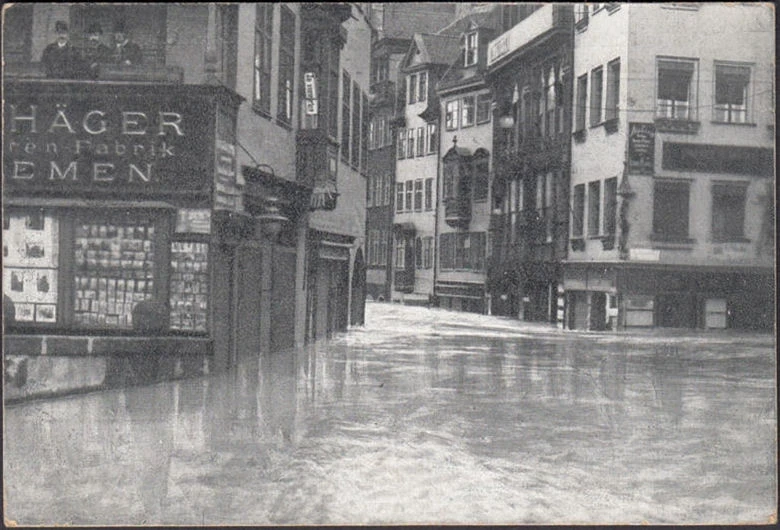 AK Nürnberg, Plobenhofstraße, Hochwasser, gelaufen 1909