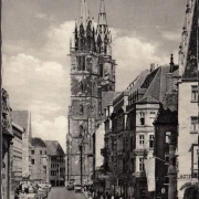 AK Nürnberg, Königstraße mit Lorenzkirche und Hotel, gelaufen 1956