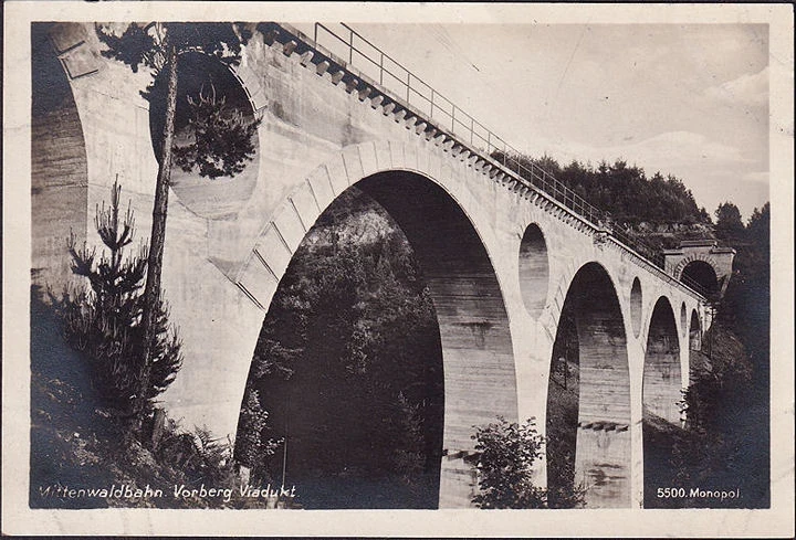 AK Zirl, Vorberg Viadukt, Mittenwaldbahn, Tunneleinfahrt, ungelaufen