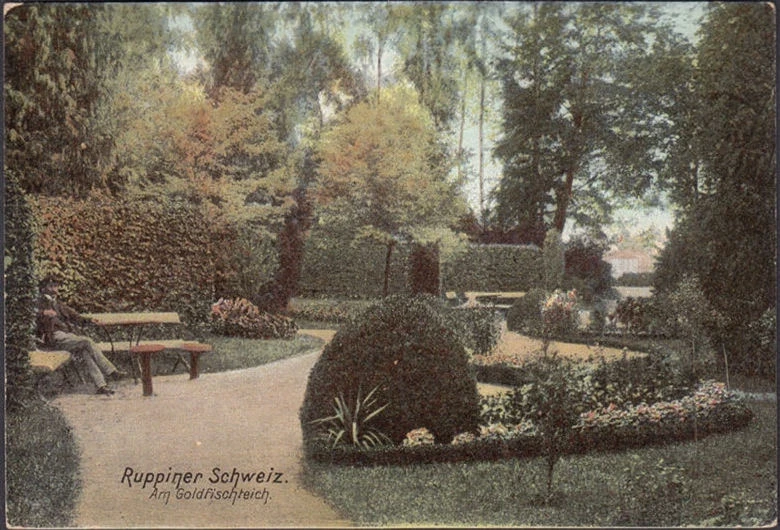 AK Neuruppin, Am Goldfischteich, gelaufen 1906