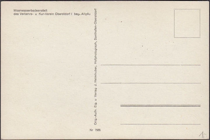 AK Oberstdorf, Moorwasserbadeanstalt, ungelaufen