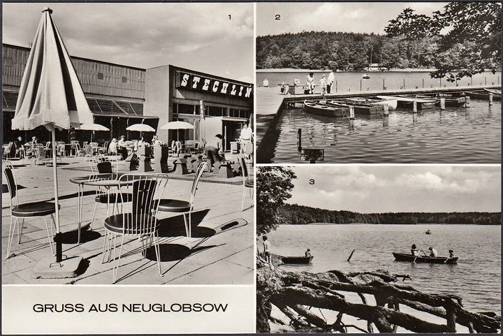 AK Neuglobsow, Erholungszentrum, Bootsanlegestelle, Stechlinsee, ungelaufen