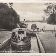 AK Neuruppin, Partie an der Schleuse, Schiffe, gelaufen 1952