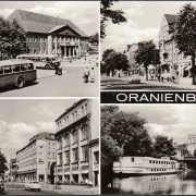 AK Oranienburg, Postamt, Reisebusse, Straße des Friedens, ungelaufen