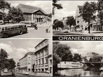 AK Oranienburg, Postamt, Reisebusse, Straße des Friedens, ungelaufen