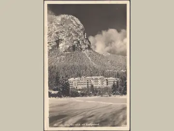 AK Garmisch, Golfhotel Sonnenbichl mit Königstand, gelaufen 1949