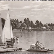 AK Wasserburg, Bootshafen, Segel und Tretboote, gelaufen 1962