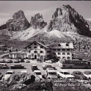 AK Bozen, Sellajochhaus, Rifugio Passo Sella, Reisebus, VW Käfer, gelaufen 1967