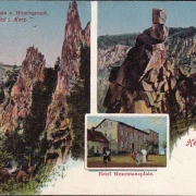 AK Gruss vom Hexentanzplatz, Hotel Hexentanzplatz, Hirschgrund, gelaufen 1913