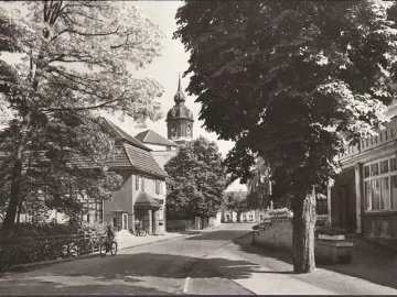 AK Pretzsch, Goetheallee, Kirche, ungelaufen