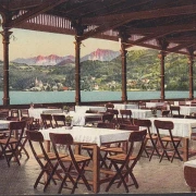 AK Pörtschach, Etablissement Wahliss, Terrasse, Blick auf Maria Wörth, ungelaufen