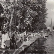 AK Pörtschach, Werzerstrand, Bootshaus, Promenade, gelaufen 1960