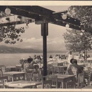 AK Pörtschach, Restaurant, Terrasse, Werzerstrand, gelaufen 1941