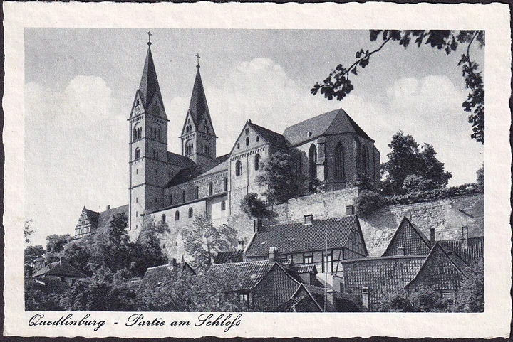 AK Quedlinburg, Partie am Schloss, ungelaufen