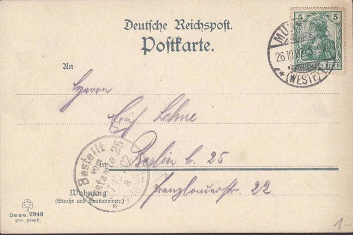 AK Münster, Partie an der Kreuzschanze, gelaufen 1902