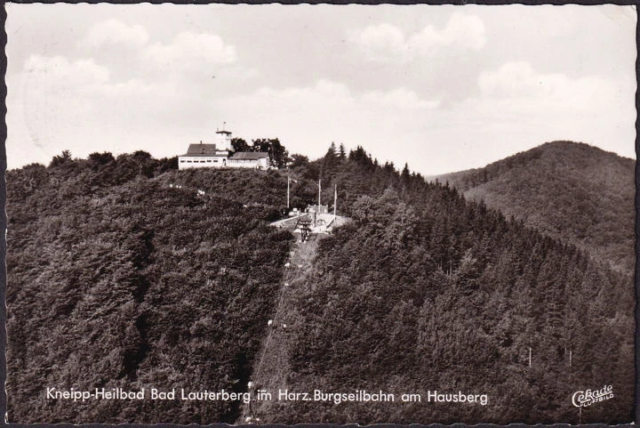 AK Bad Lauterberg, Burgseilbahn am Hausberg, Fliegeraufnahme, gelaufen