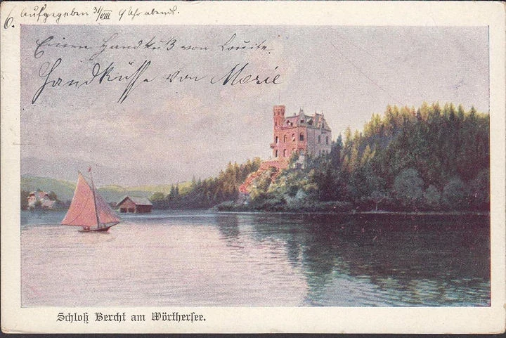 AK Reifnitz, Schloss Bercht, gelaufen 1903