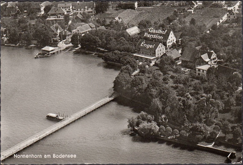 AK Nonnenhorn, Gasthof und Pension Engel, Fliegeraufnahme, gelaufen 1963