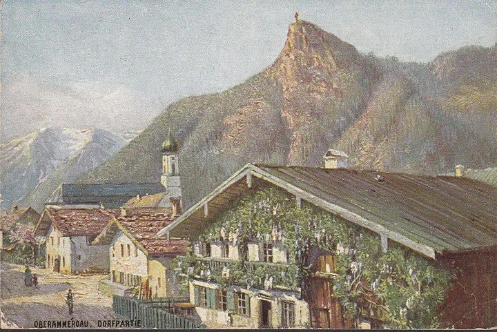 AK Oberammergau, Dorfpartie, Dt. Reich Mi.Nr. 114b, gelaufen 1922