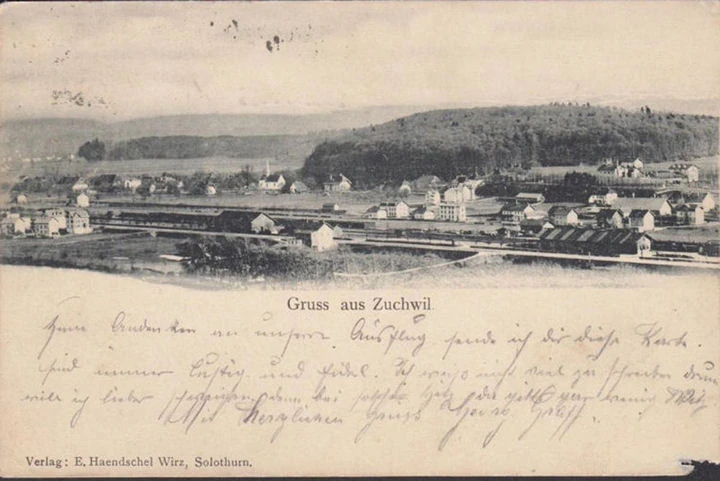 AK Gruss aus Zuchwil, Stadtansicht, gelaufen 1907