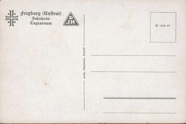 AK Freyburg, Jugendherberge Jahnheim, Tagesraum, ungelaufen